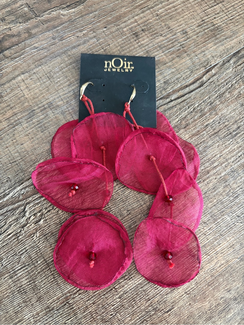 nOir Jewelry Fuchsia Layered Petal Drop Earrings